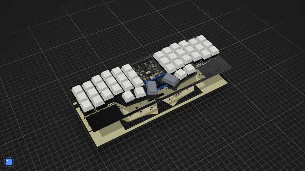 Corne keyboard in PCBKit, its layers apart
