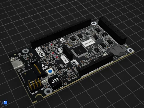 pslab hardware, drawn in 3D by PCBKit