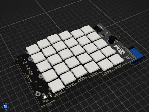 Slab Keyboard: left PCB, drawn in 3D by PCBKit