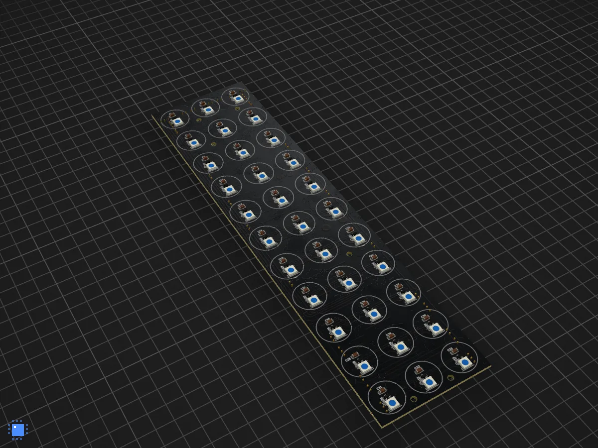 Saiboard (11x3), drawn in 3D by PCBKit