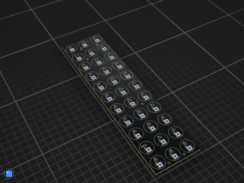 Saiboard (11x3), drawn in 3D by PCBKit
