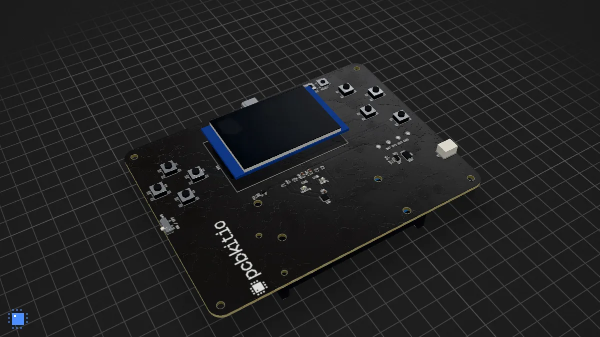 Doom on an STM32F411: the board in 3D, drawn by PCBKit