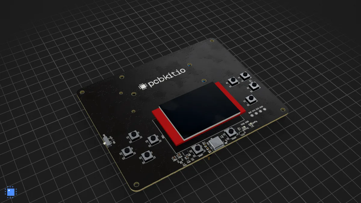 Doom on a bare RP2040: the board in 3D, drawn by PCBKit