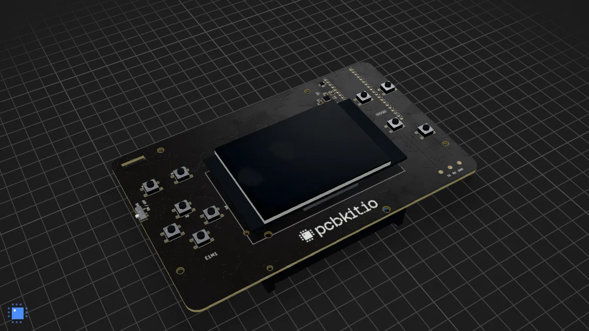 Doom handheld: the board in 3D, drawn by PCBKit