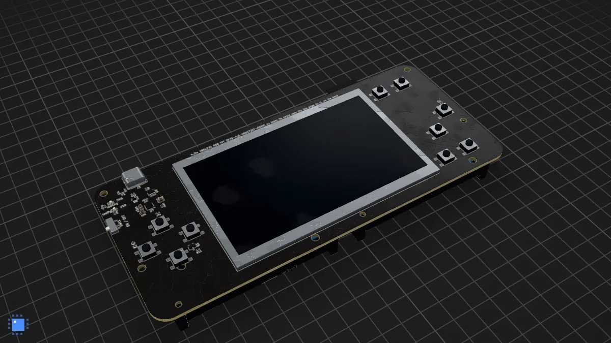 Doom on a 4.3″ RGB panel: the board in 3D, drawn by PCBKit