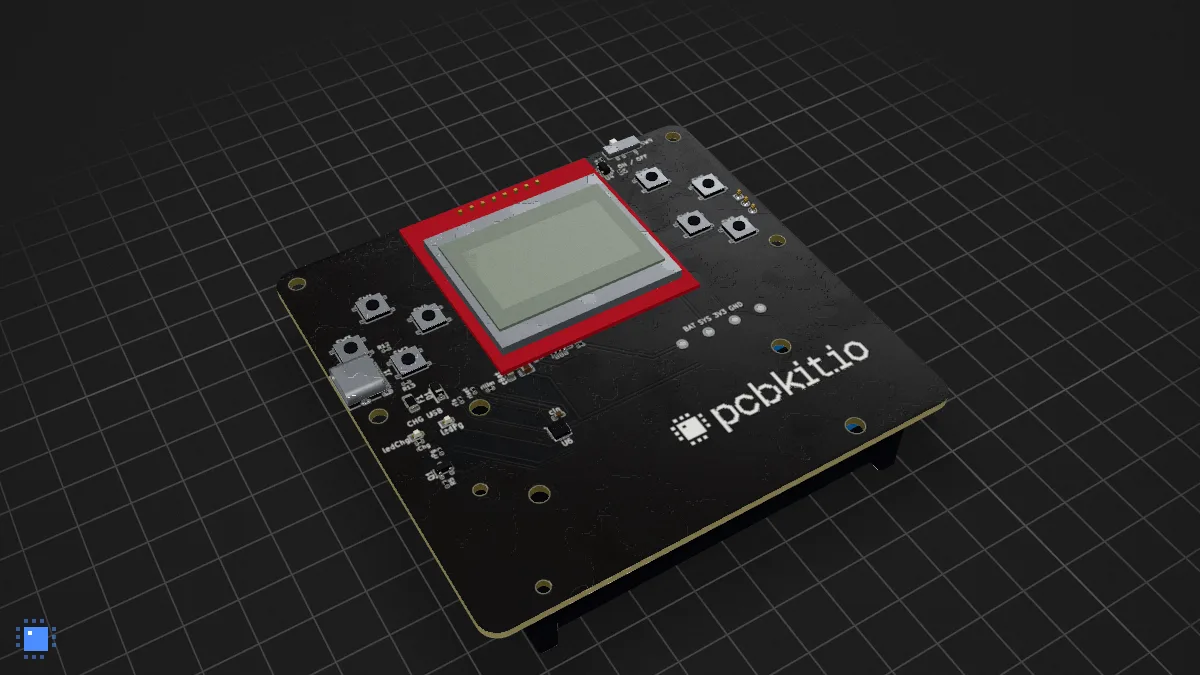 Doom on a CH32V003: the board in 3D, drawn by PCBKit