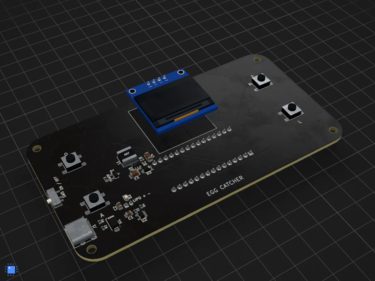 Egg catcher, drawn in 3D by PCBKit
