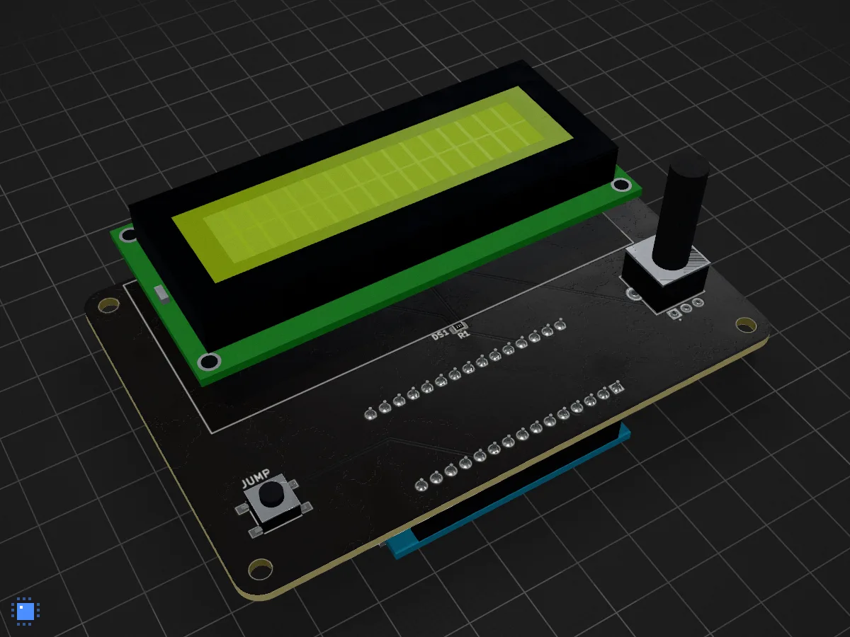 LCD runner, drawn in 3D by PCBKit