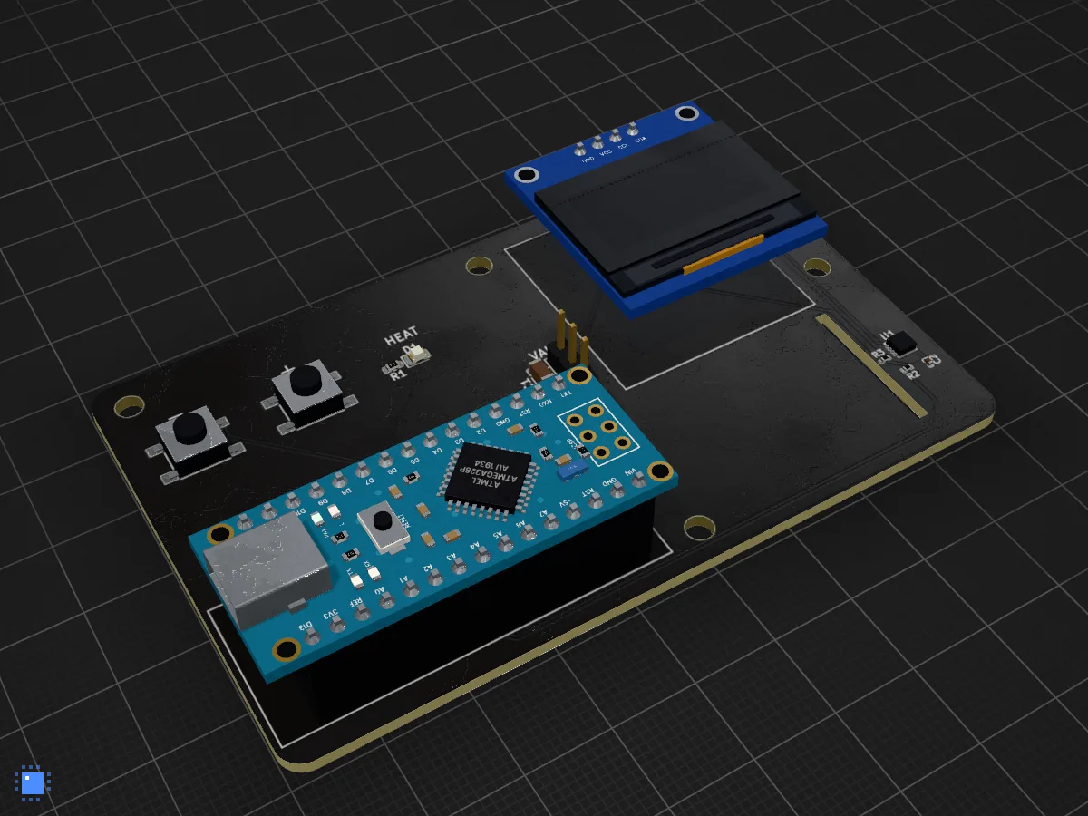 Thermostat, drawn in 3D by PCBKit