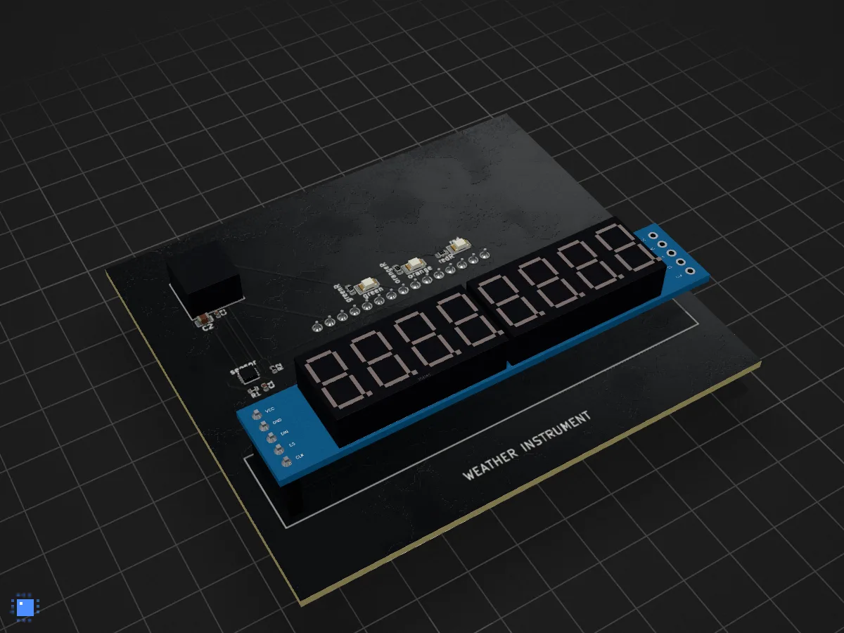 Air quality meter, drawn in 3D by PCBKit