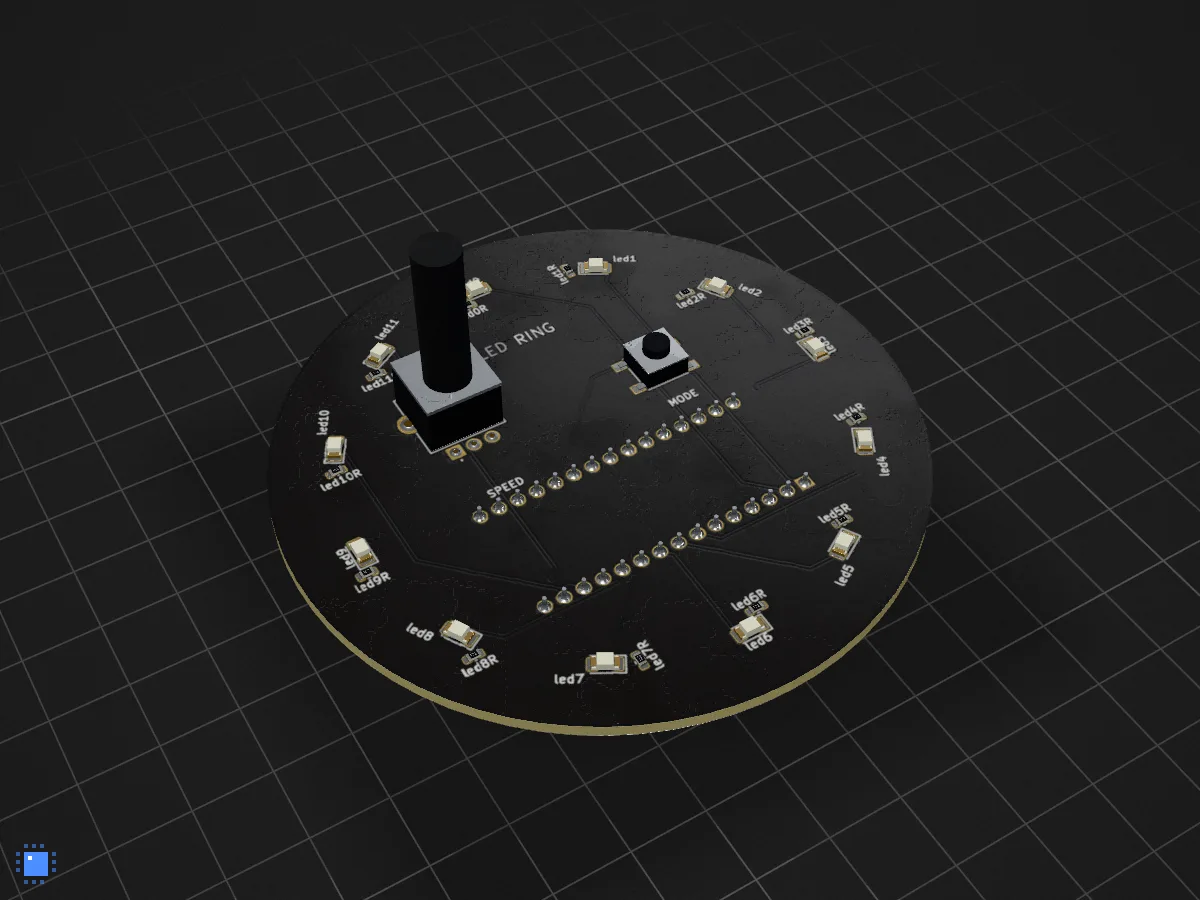 LED ring, drawn in 3D by PCBKit