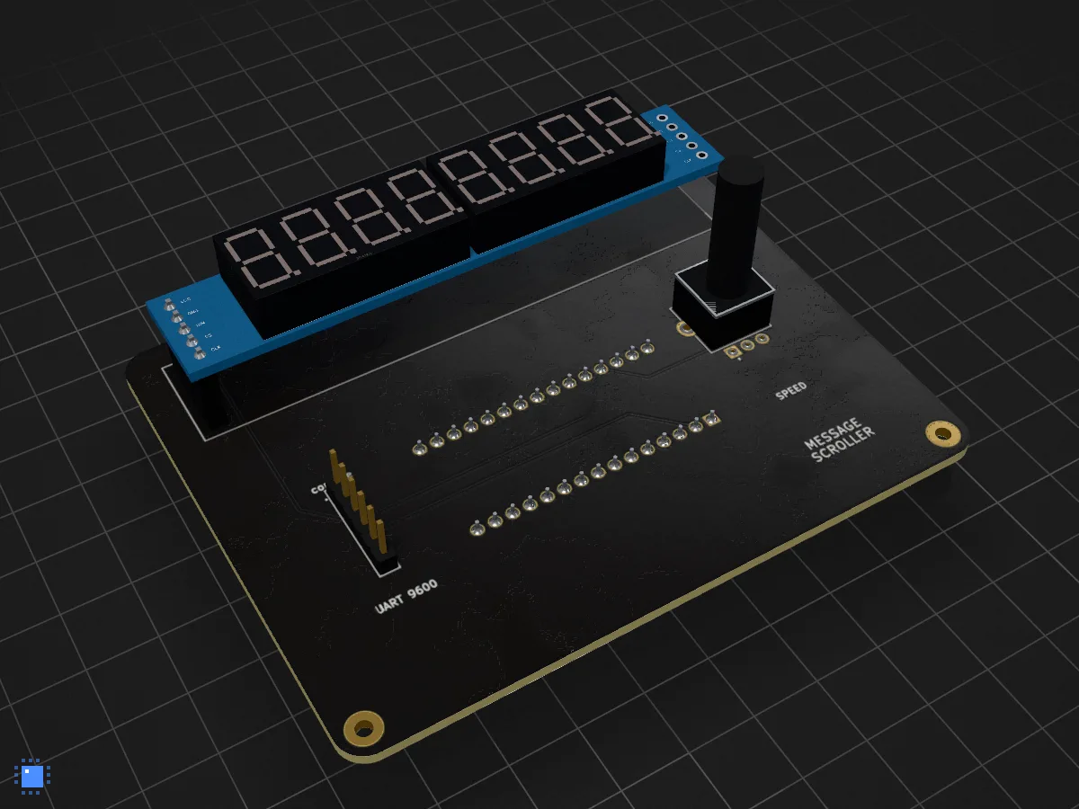 Message scroller, drawn in 3D by PCBKit