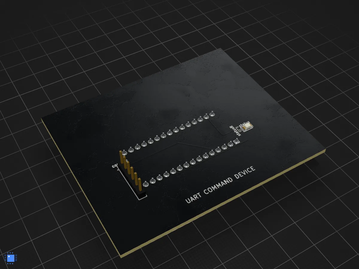 Serial command device, drawn in 3D by PCBKit